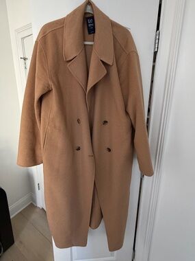 GAP Women's Double-Breasted Camel Wool Coat
